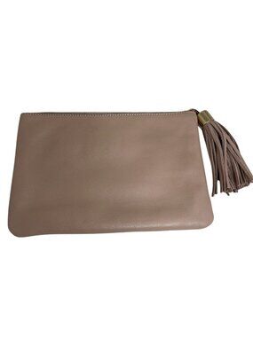 G.I.L.I. Dusty Rose Leather Clutch With Tassel Accent & Gold Hardware